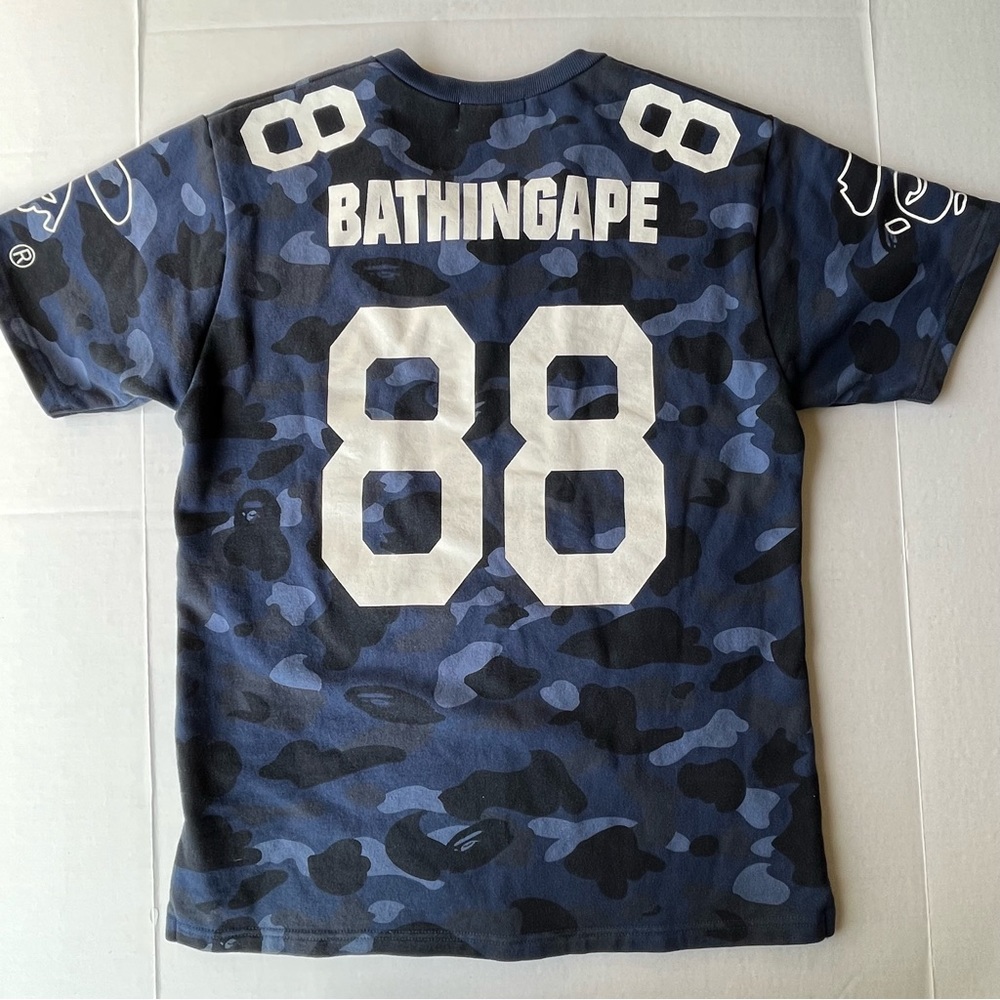 Bathing Ape BAPE 88 First Camo M Blue Heavy Shirt V-neck Cotton Sweatshirt - Picture 4 of 7